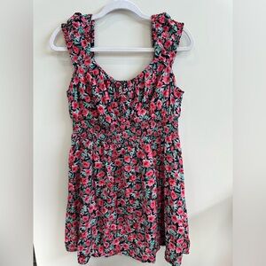 Old Navy Pink and Green Floral Dress Large NWOT